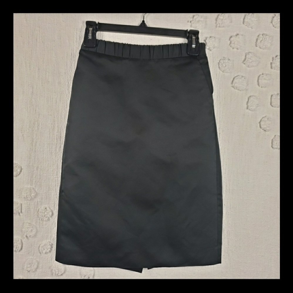 Madewell Black Satan Look Pencil Skirt